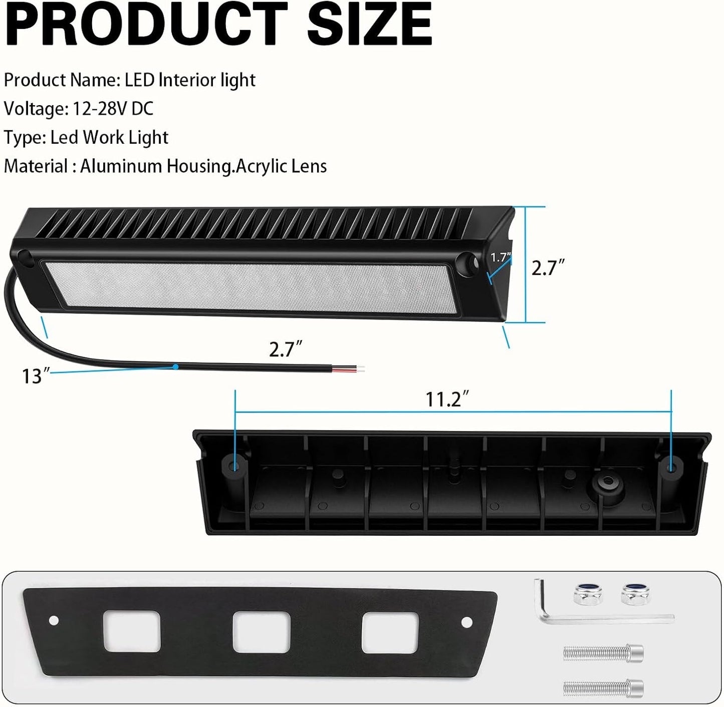 Luminaria LED aluminio 6000K para RVs y remolques