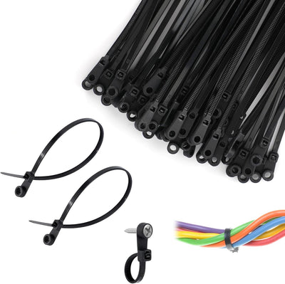 100 Bridas Negras Con Orificio 7.87pulg Universal Para Pared