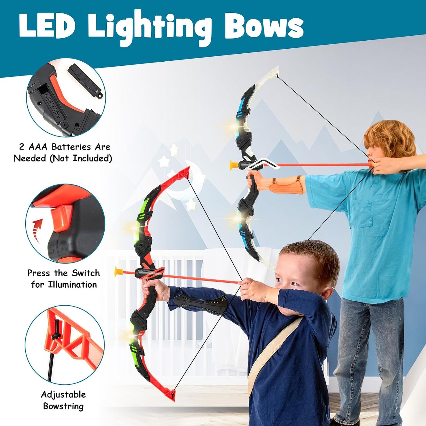 Set 2 arcos LED con 20 flechas ventosa