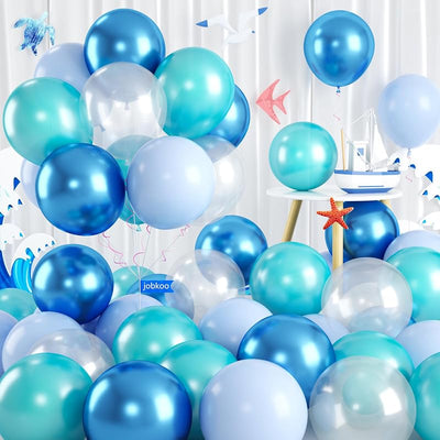Globos azul turquesa y metálico para fiesta tiburón