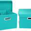 Cajas tela con tapas asas color aguamarina