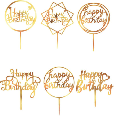 Decoración acrílica tarta cumpleaños 18 pzas dorada