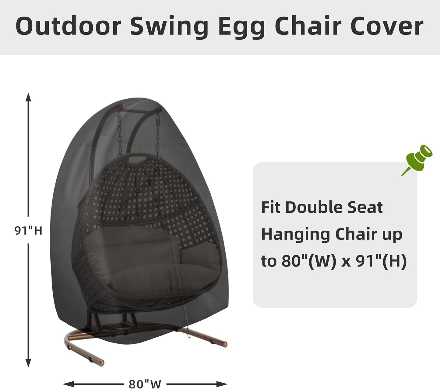 Funda silla colgante patio resistente UV impermeable negro