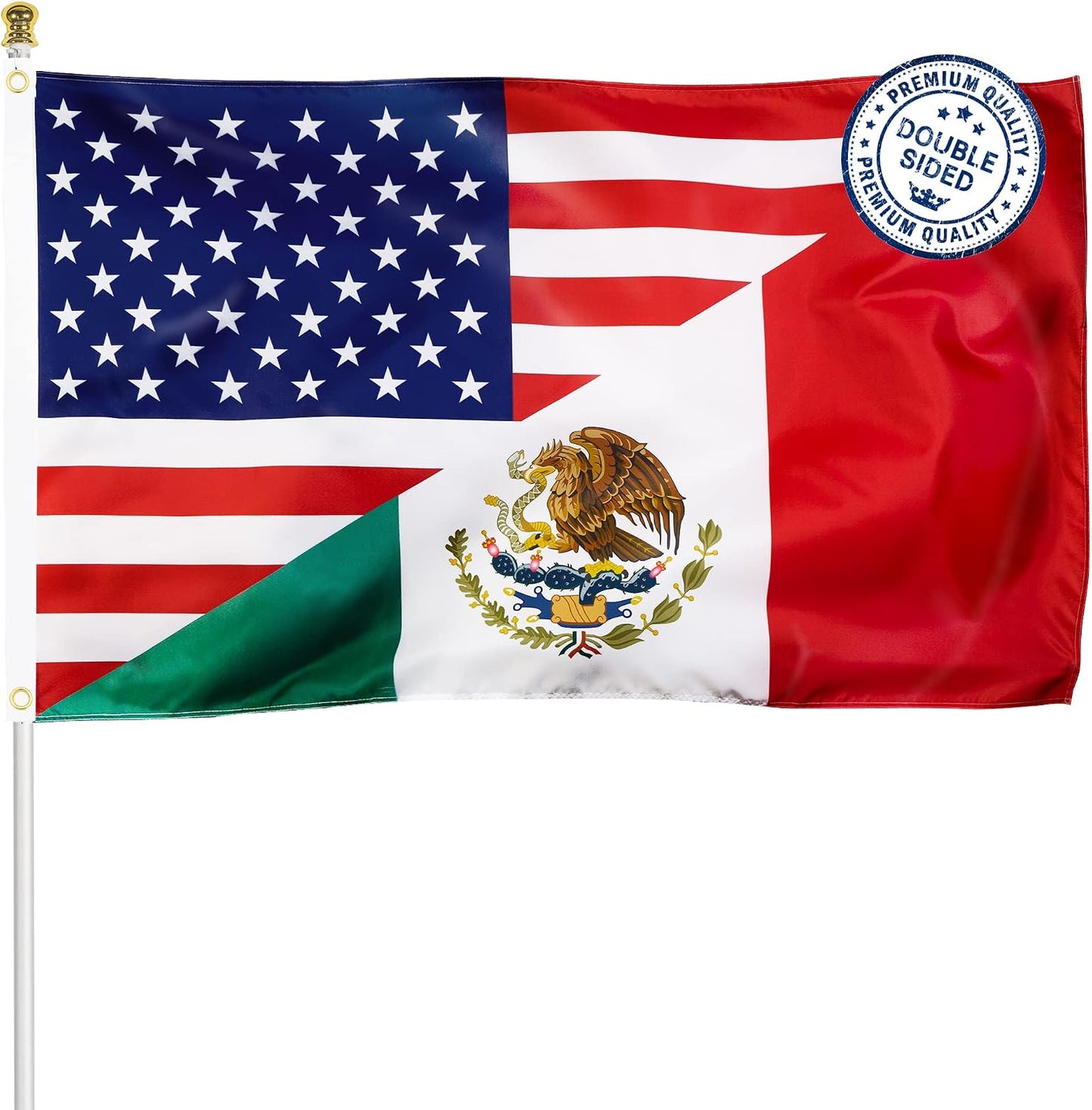 Bandera doble cara México EE.UU. 3x5ft para interiores