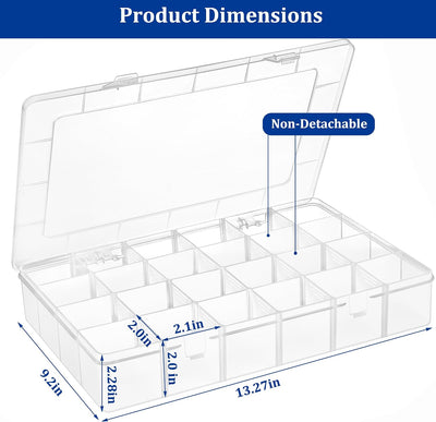 Caja plástico transparente 24 rejillas ajustables