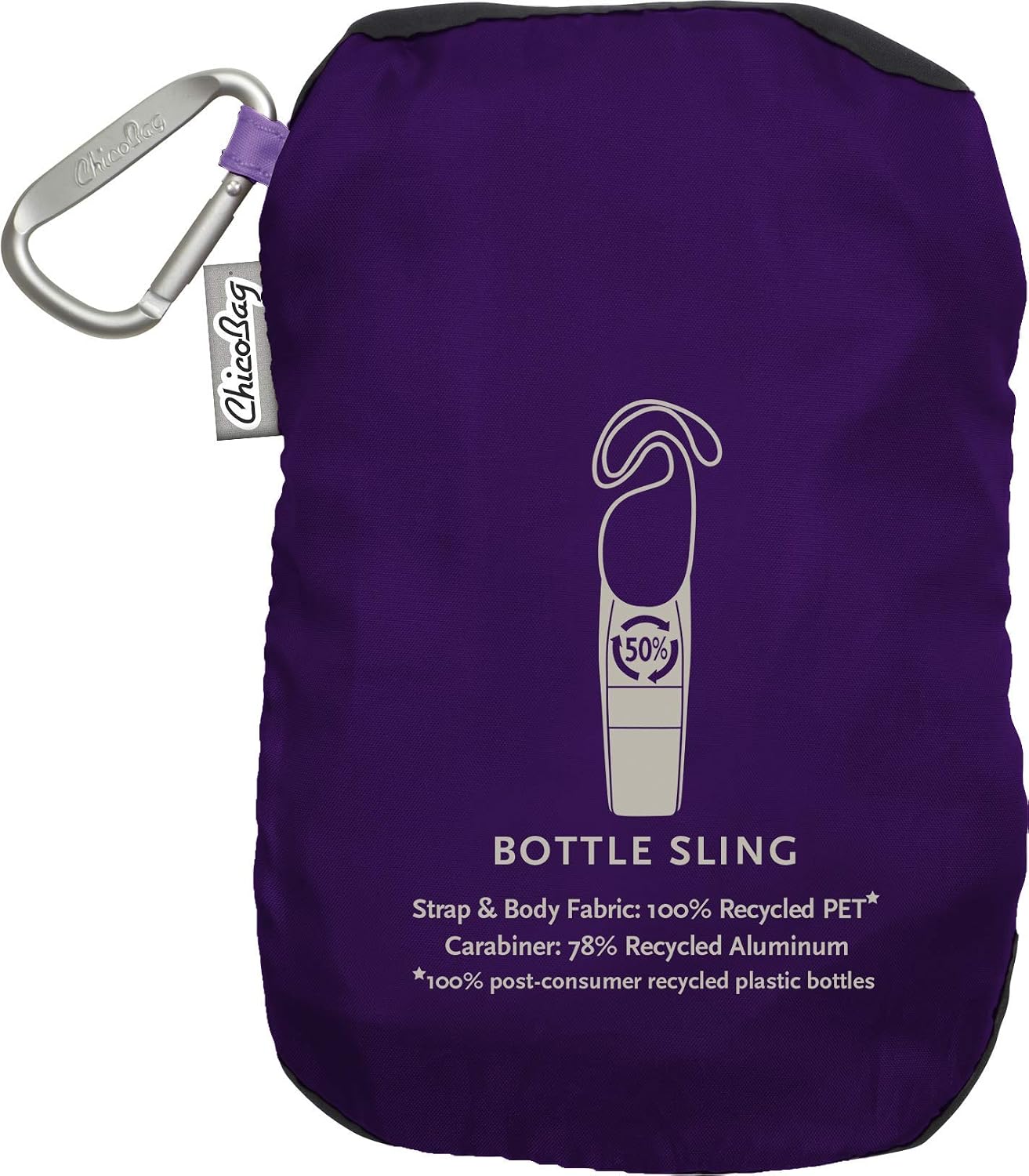 Correa botella agua con clip mosquetón reciclable