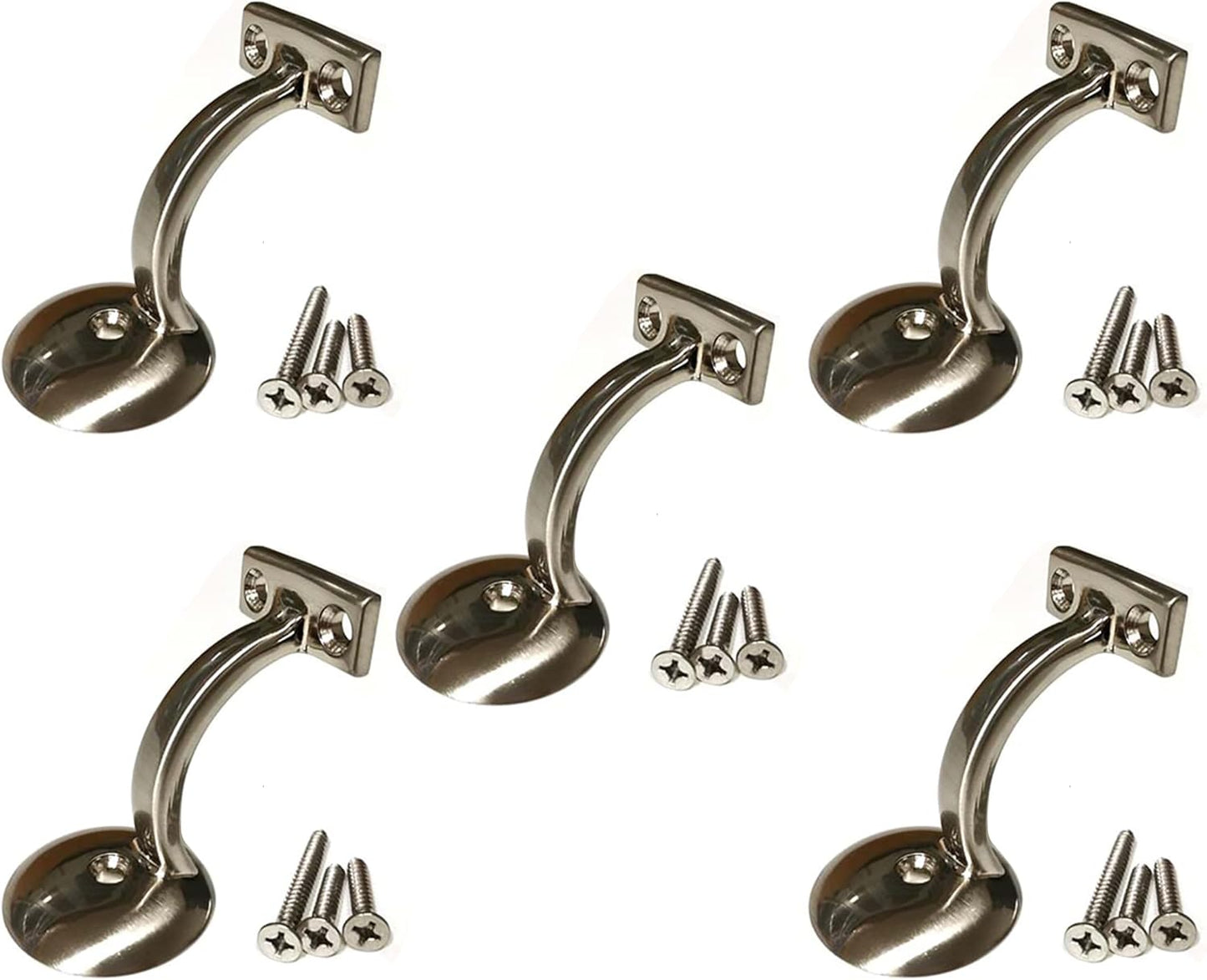 Soporte pasamanos redondo escalera set 5 cromo satinado
