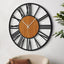 Reloj pared redondo sin tictac madera metal sala