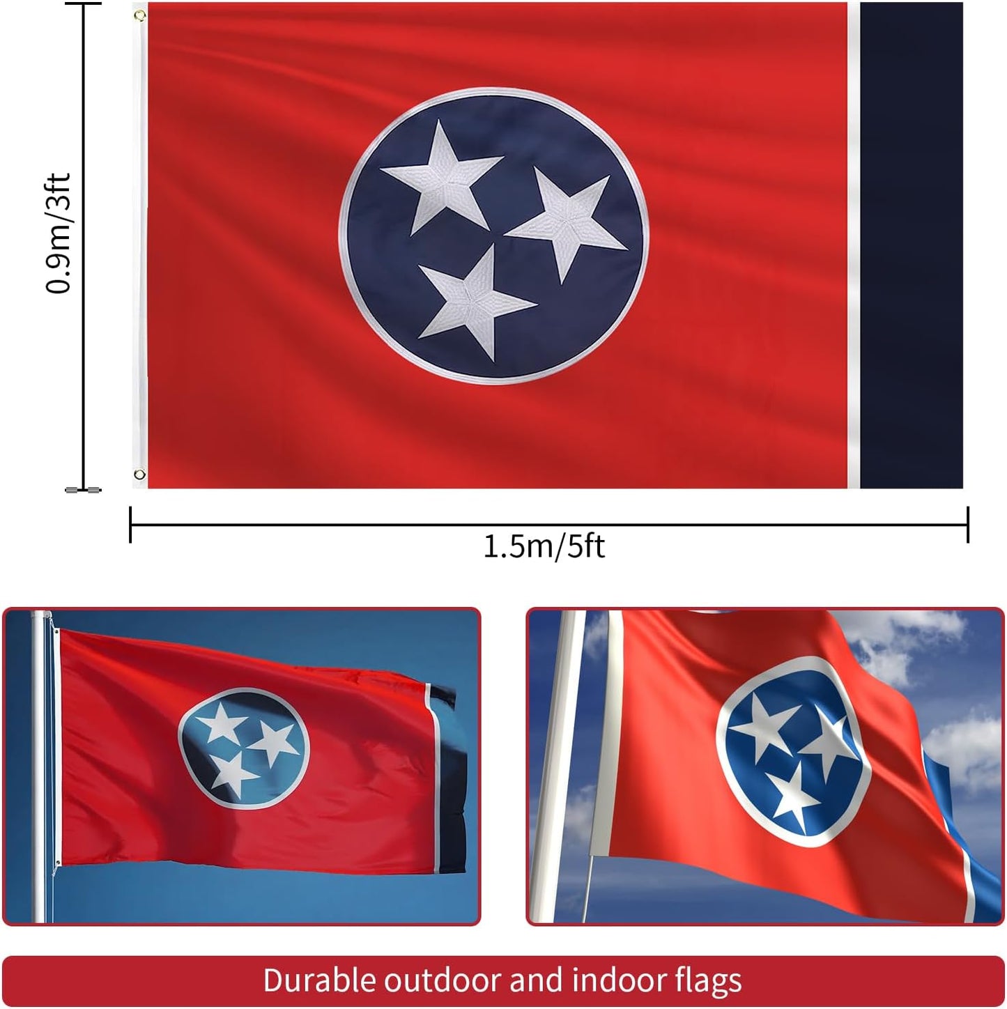 Bandera Tennessee 3x5ft tela poliéster 210D