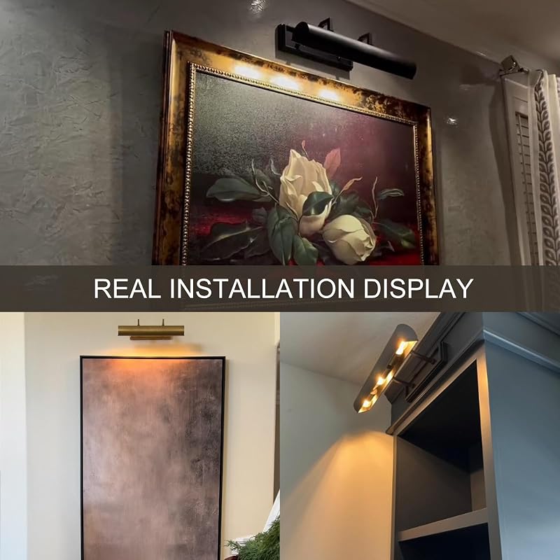 Luz aplique pared para cuadros 3 luces regulables bronce