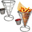 2 Soportes Tazas Papas Fritas Acero Inox Cesta Servicio