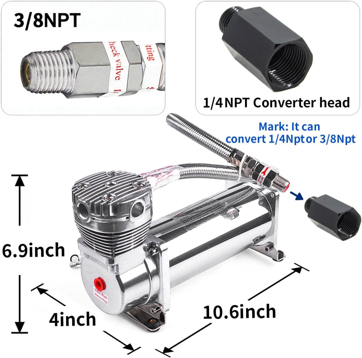 Kit compresor aire 200psi 3/8npt con convertidor y separador