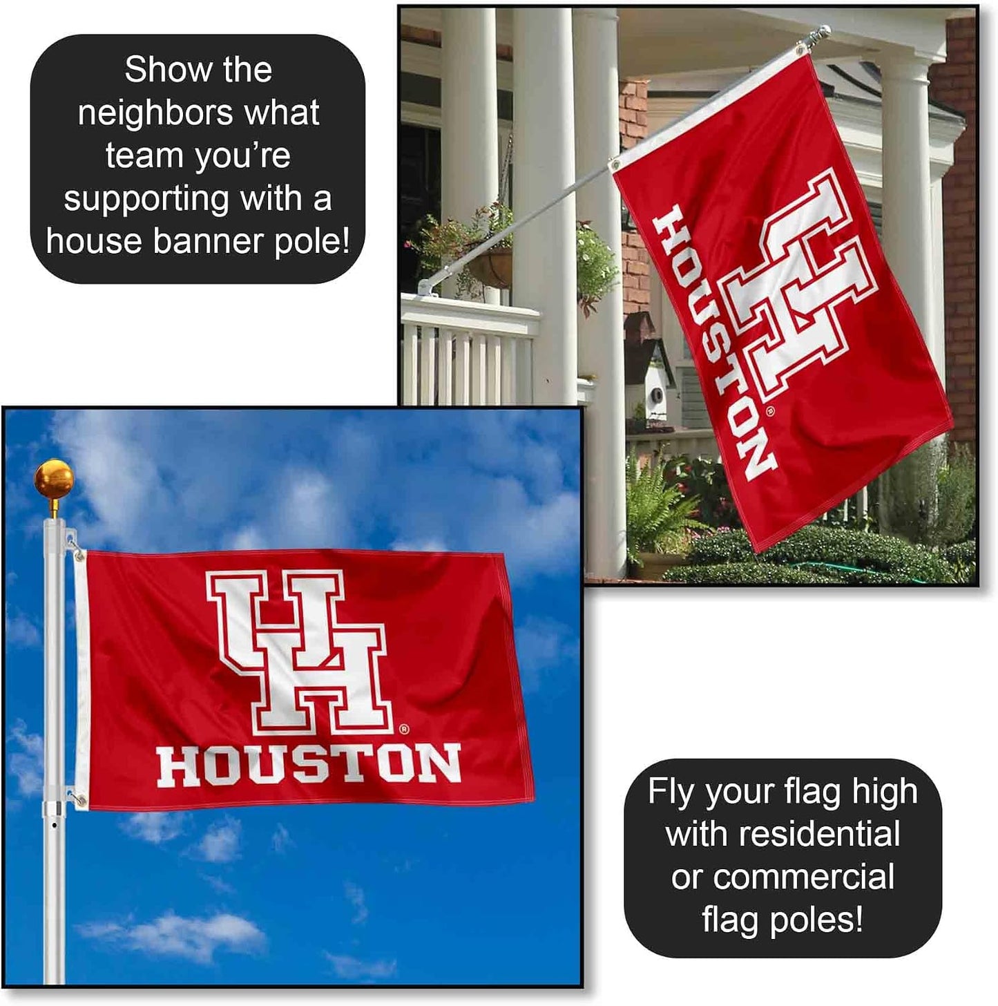 Bandera Houston Cougars 3x5 para exteriores
