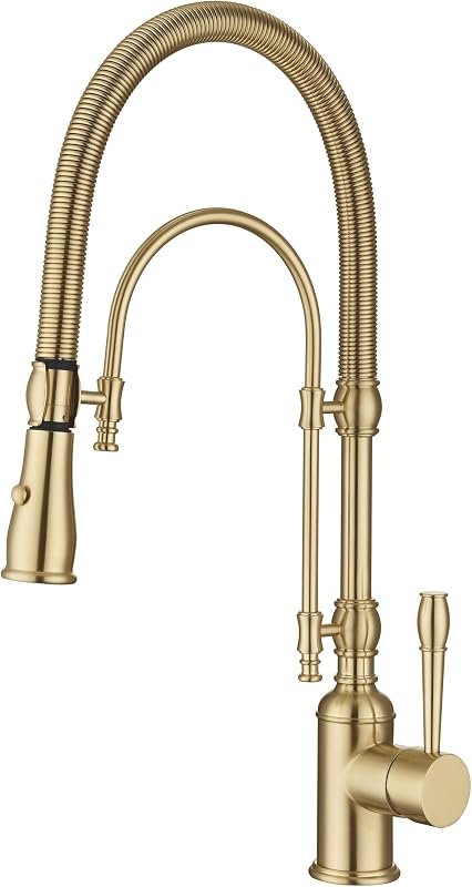 Grifo cocina cobre oro cepillado mango latón giratorio 360