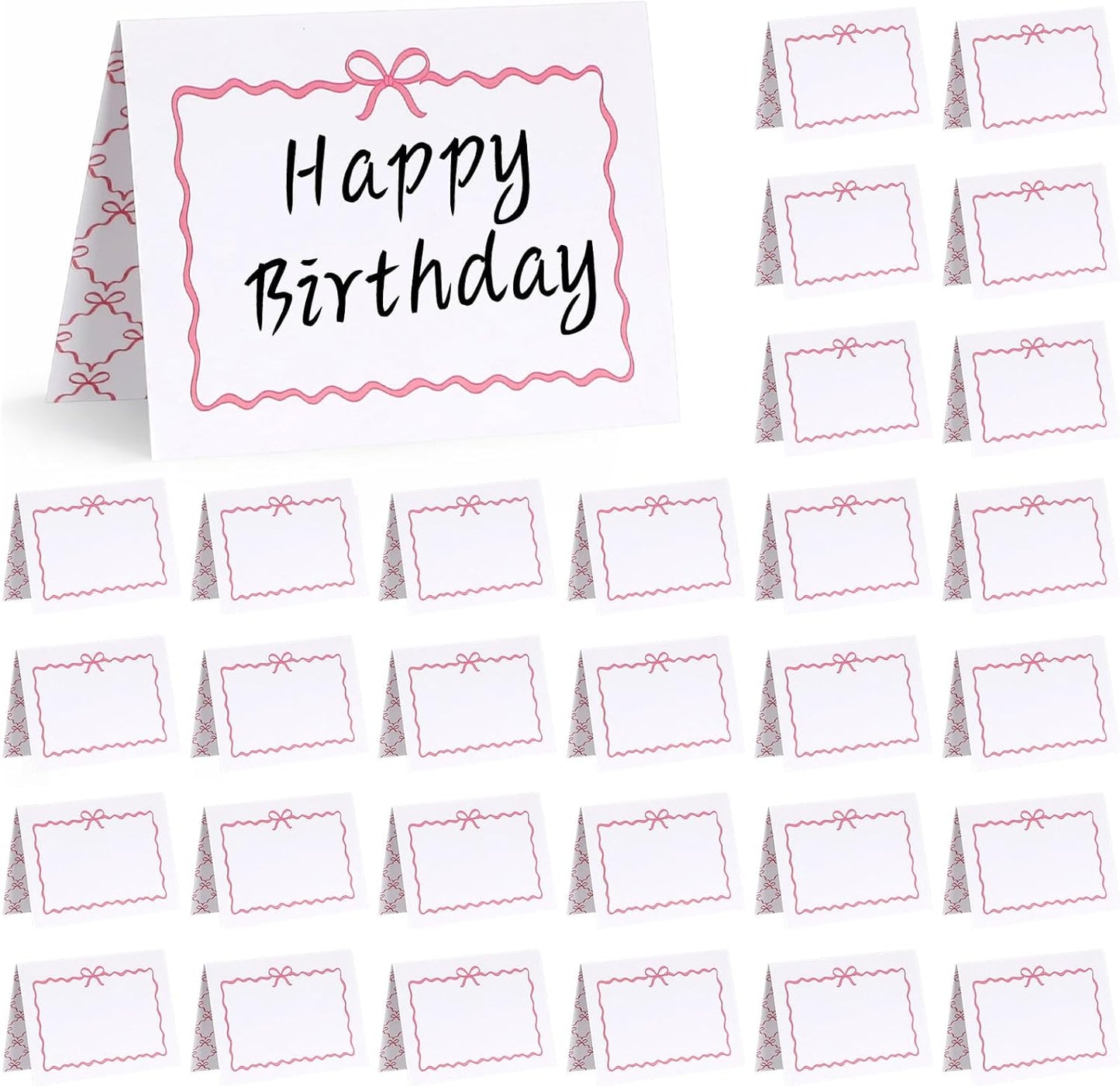 Tarjetas de mesa con lazo rosa para fiesta de cumpleaños y boda 3.5 x 2.5 pulgadas