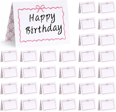 Tarjetas de mesa con lazo rosa para fiesta de cumpleaños y boda 3.5 x 2.5 pulgadas