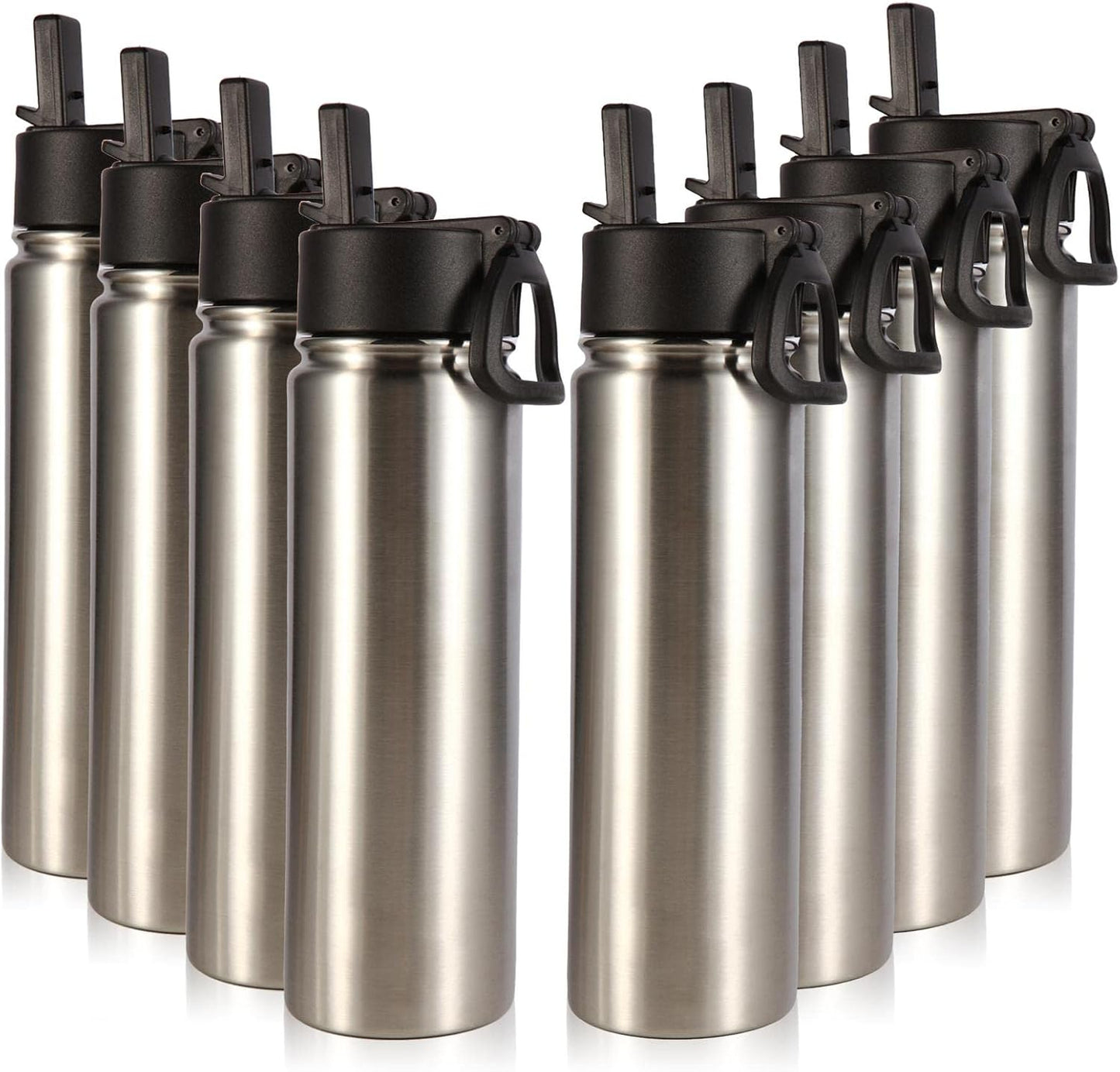8 Botellas acero inox 22oz con popote asa vacío