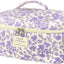 Bolsa maquillaje púrpura acolchada con flores suave coquette