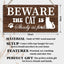 Letrero decorativo de madera con gato, beware the cat is shady