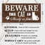 Letrero decorativo de madera con gato, beware the cat is shady