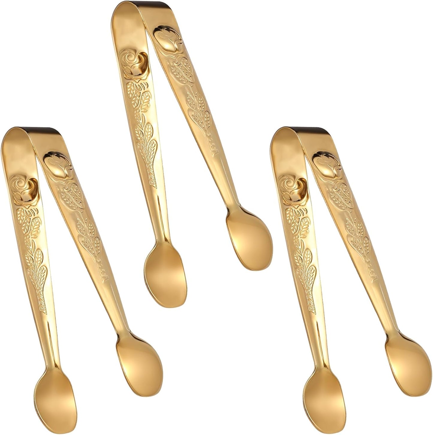 3 Pinzas Acero Inox 4.1pulg para Azúcar Hielo Té Café Dorado