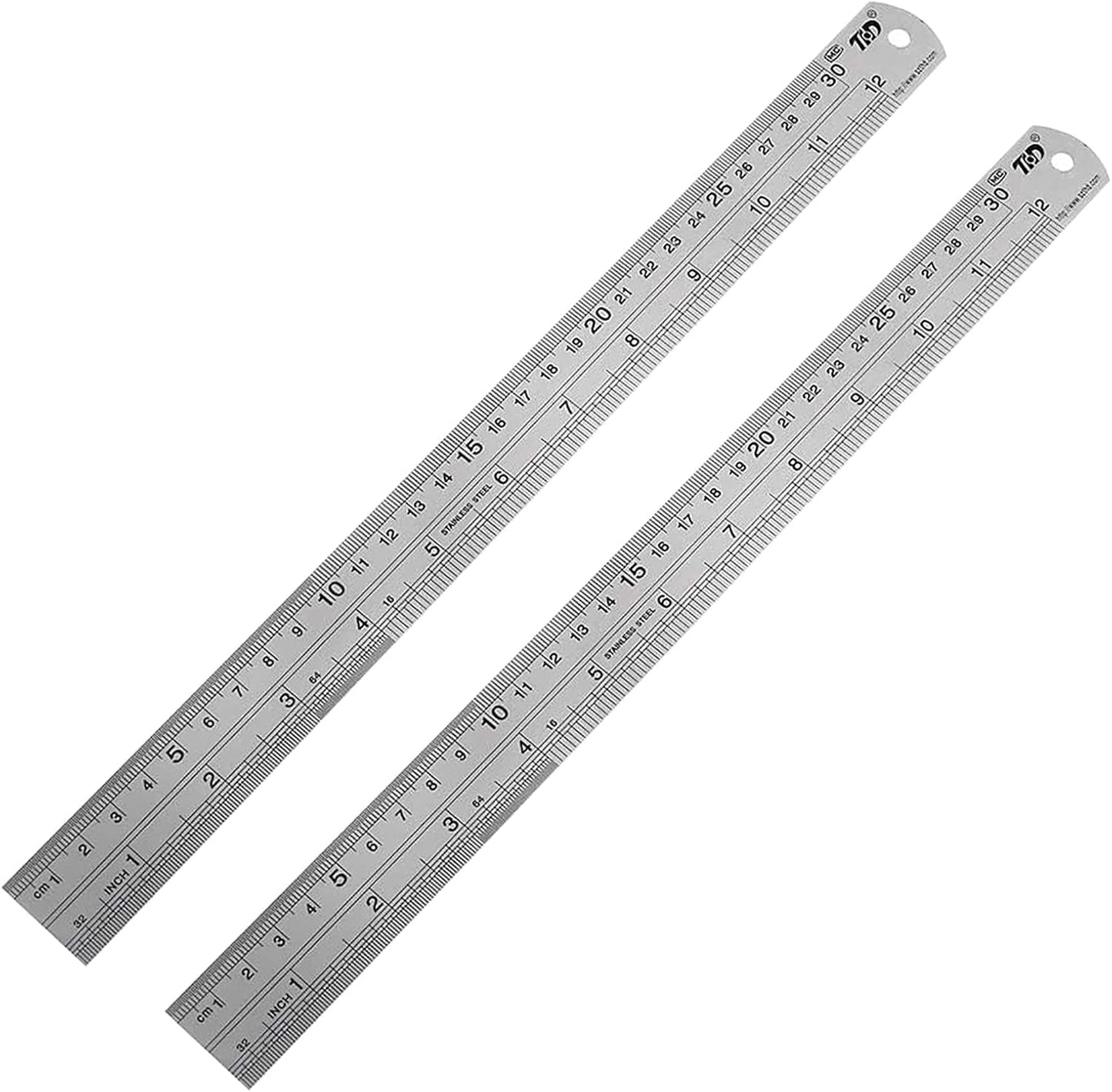 Regla metal 12pulg 2pzas color plateado