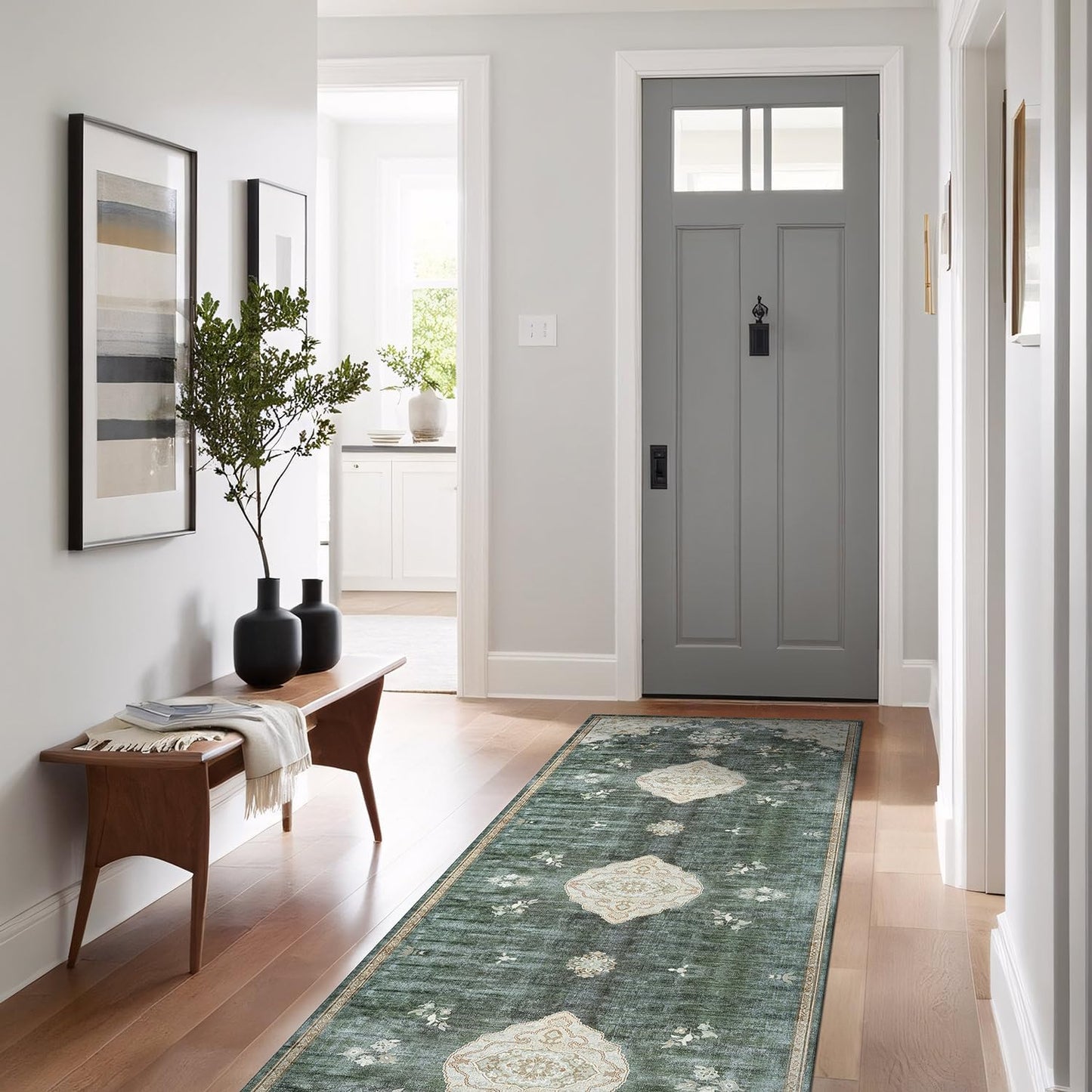 Alfombra antiderrap Boho Medallón Floral 2x7
