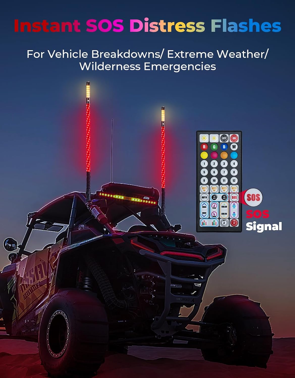 Luces látigo 3ft modo estroboscópico comp Polaris RZR