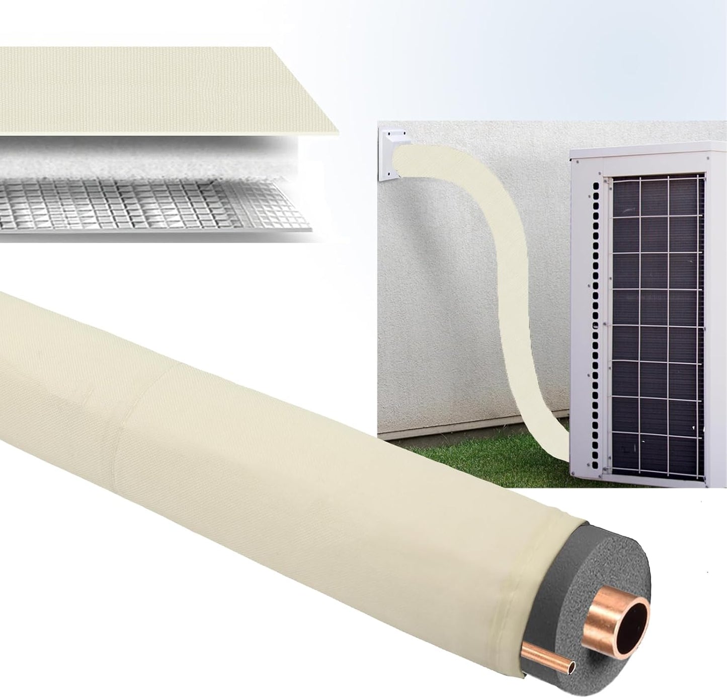 Cubierta aislamiento tubo 3 capas espuma HVAC agua exterior