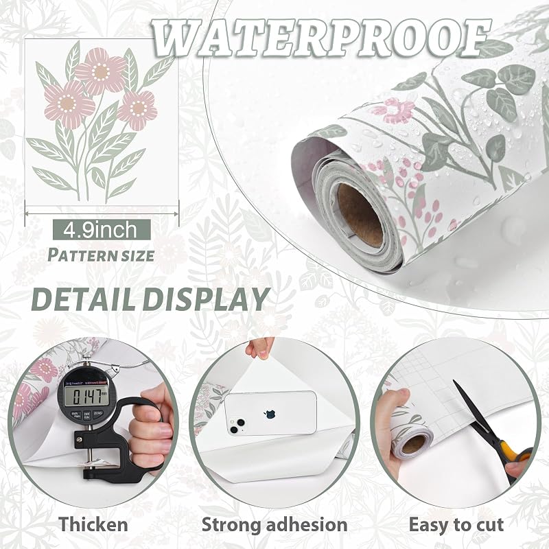 Papel tapiz autoadhesivo floral 17.3x393