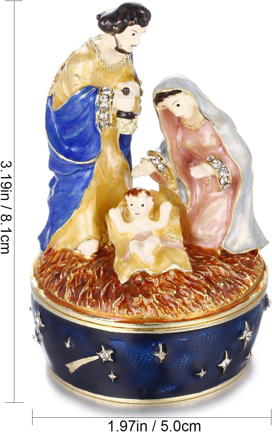 Caja esmaltada Santa Familia con bisagras organiz. joyas