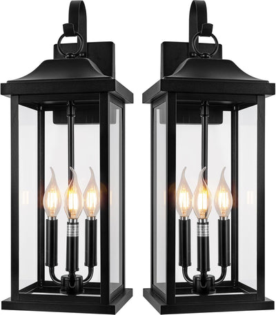 2 Luces Pared Exteriores 23pulg Candelabro IP65 Cristal