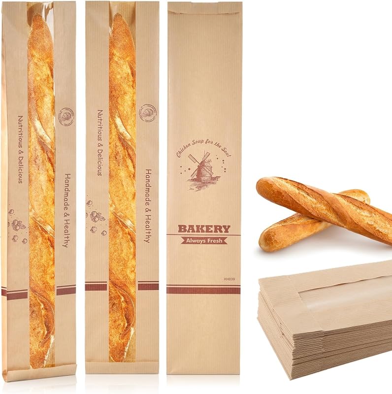 Bolsas baguette con ventana pack 50 papel pan tostado