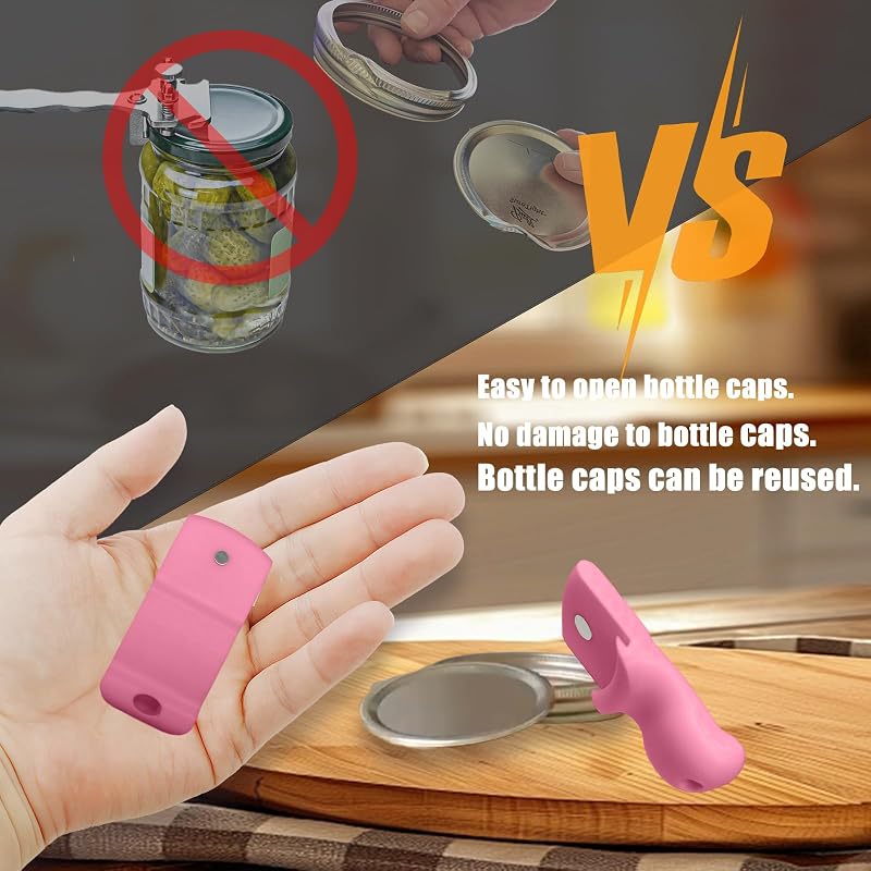 Abridor tarros compatible Mason levantador tapa magnético rosa