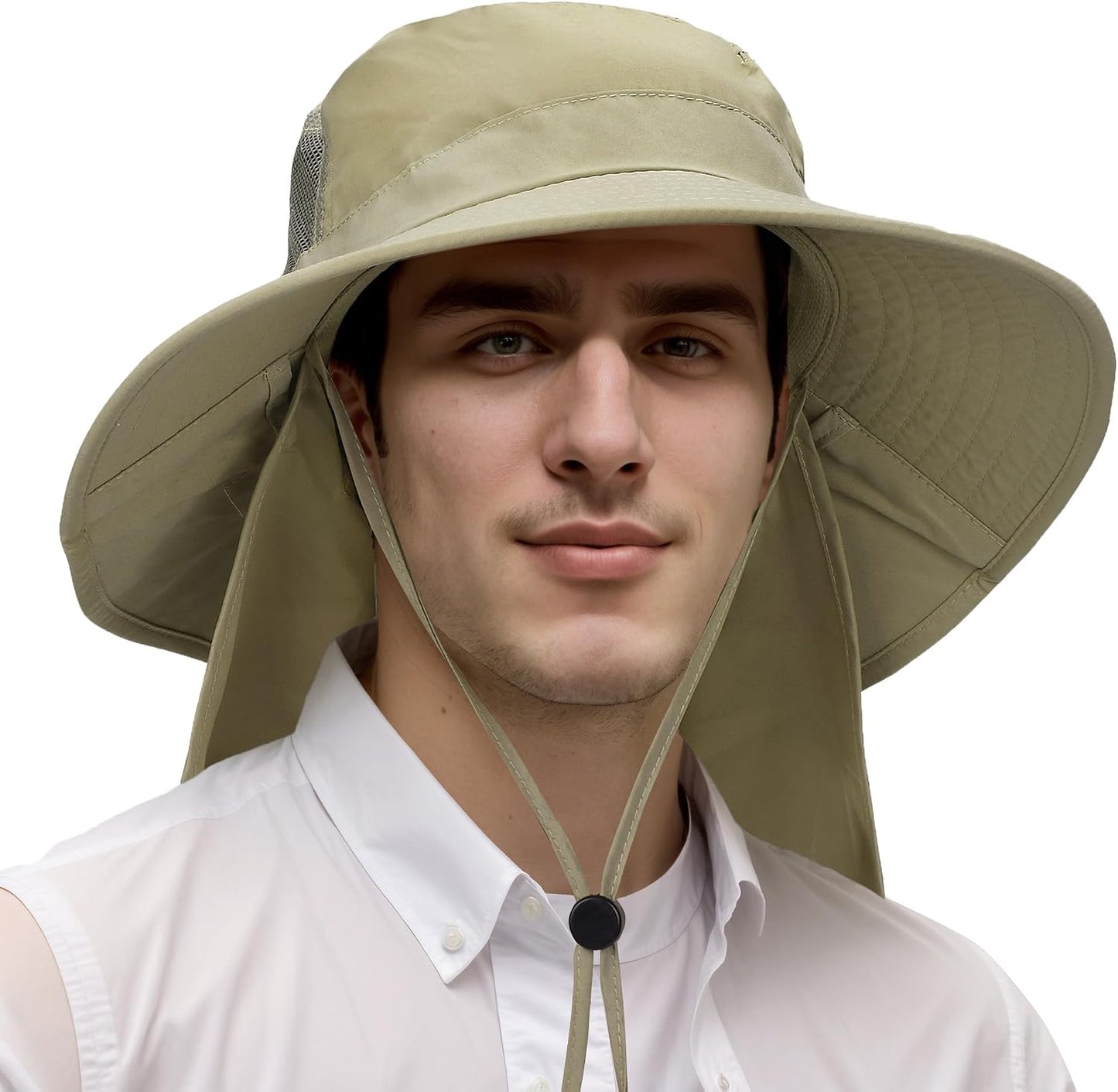 Sombrero sol para hombre ala ancha con solapa para pesca