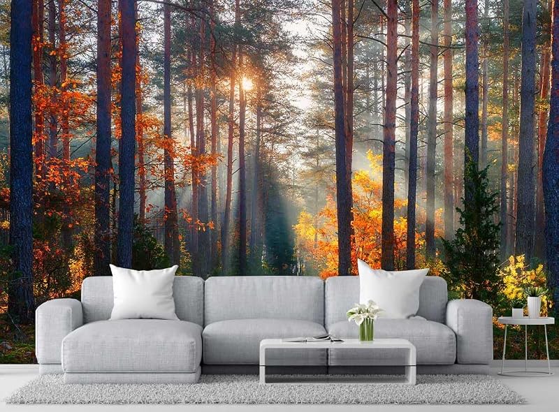 Papel pintado mural otoñal bosque sala dormitorio