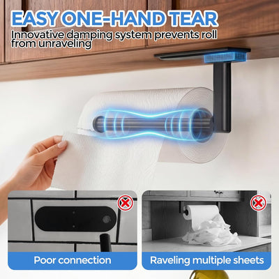 Soporte para toallas de papel negro con una mano para cocina, baño y fregadero