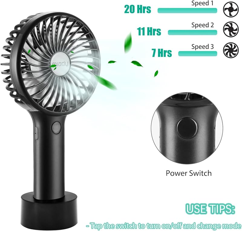 2 Ventiladores Portátiles USB 5000mAh 3 Velocidades 7-20h