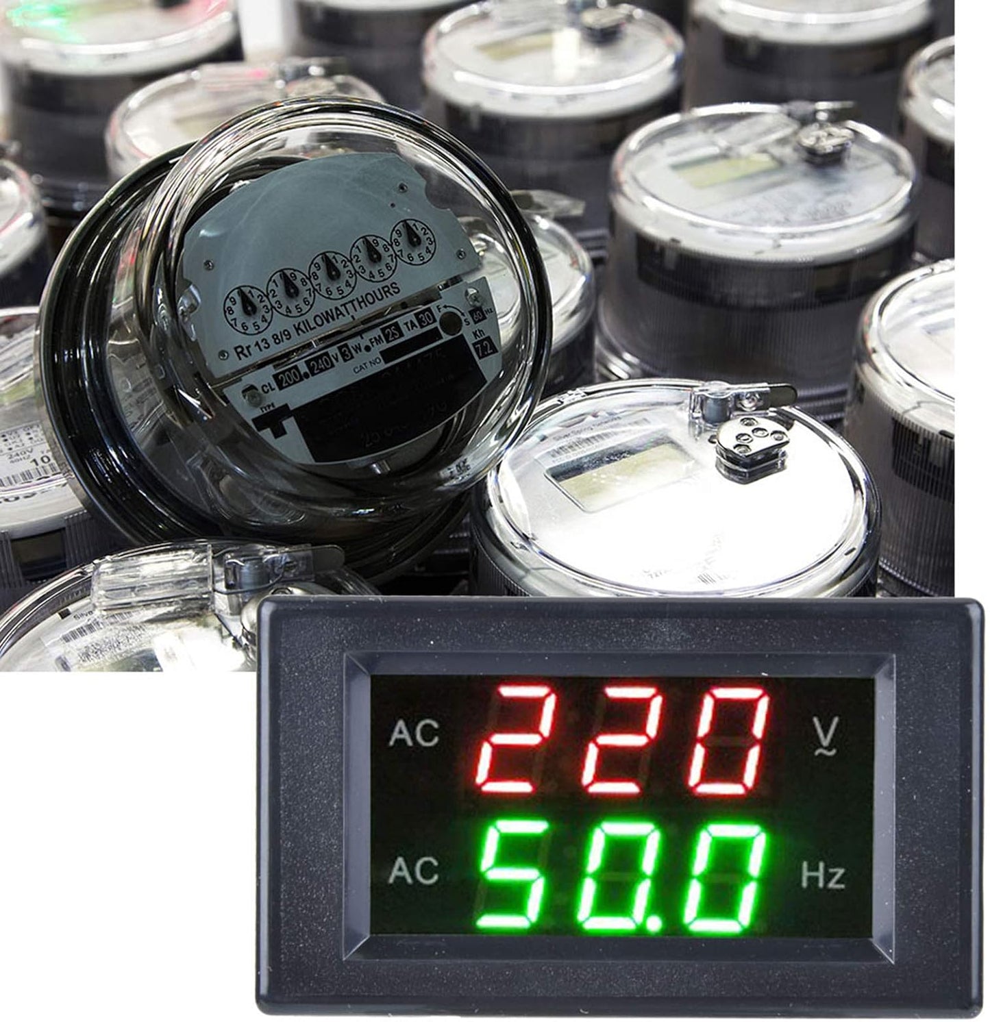 Medidor voltaje CA digital 80-500V frecuencia 45-65HZ LED