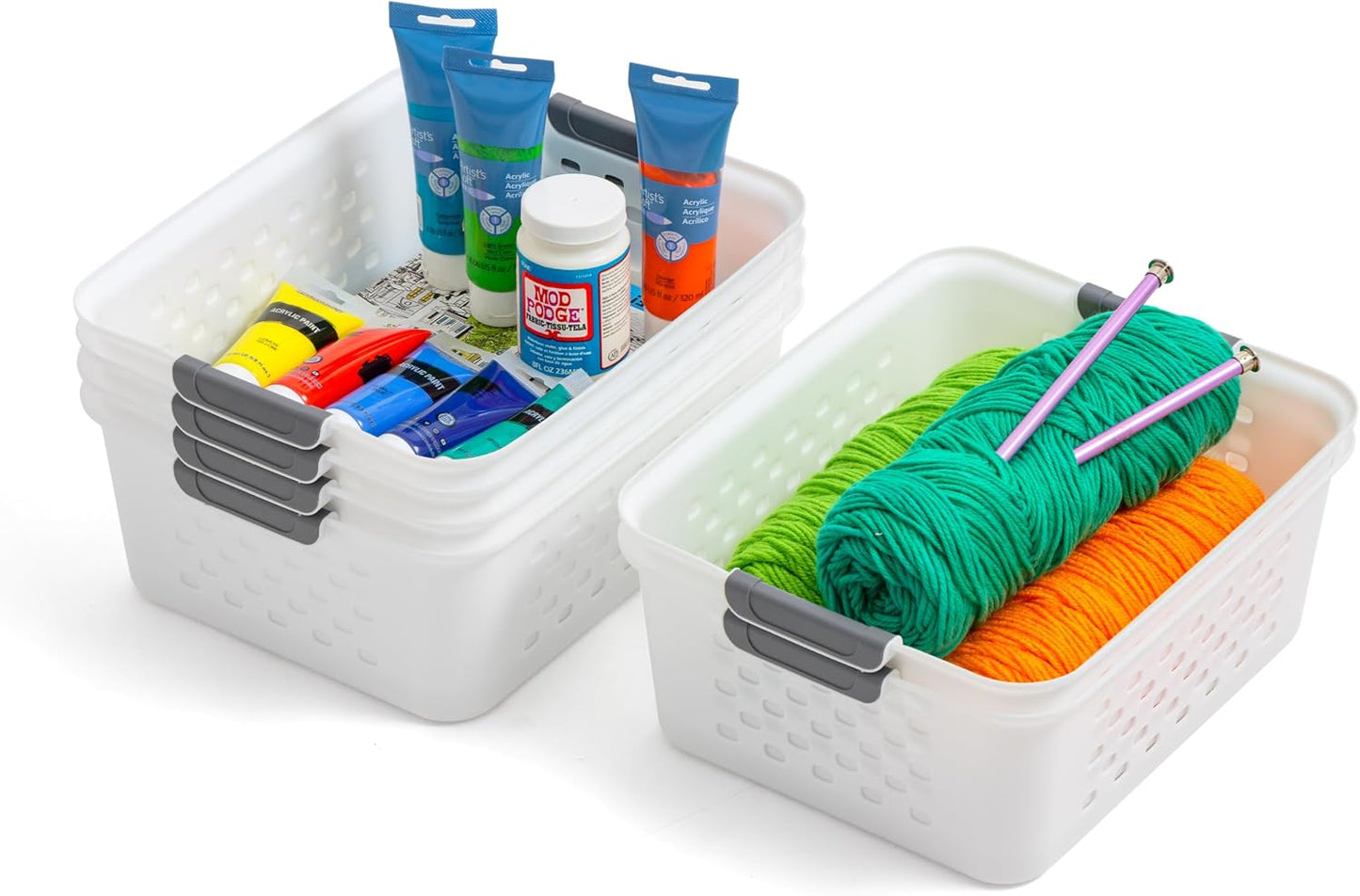 6 Cestas Plástico Organizadoras Apilables Multiusos