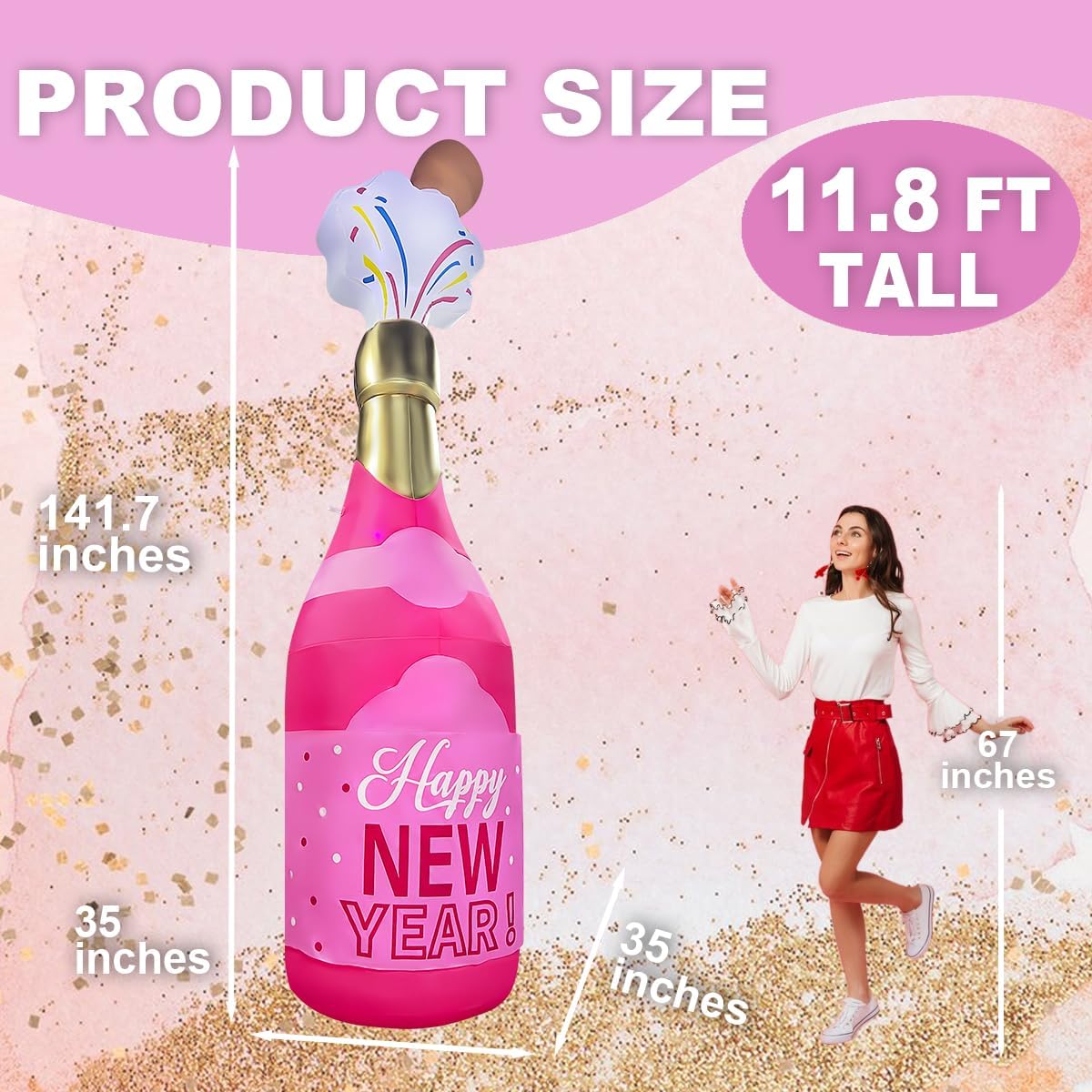 Inflable botella champán 12ft con LED para fiestas