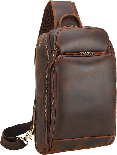 Bolso bandolera hombre viaje cuero italiano YKK
