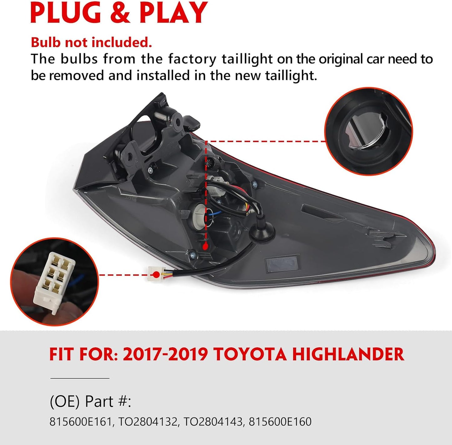 Luz trasera exterior izquierda Toyota Highlander 17-19 LED