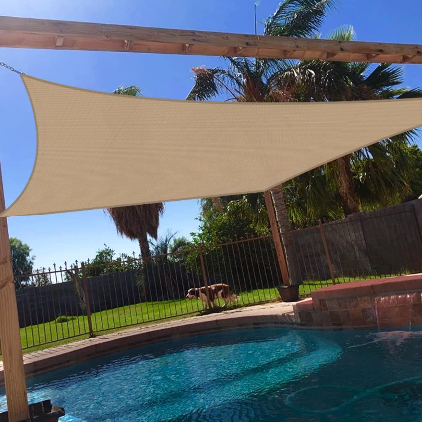 Toldo rectangular 12x14ft para patio color arena