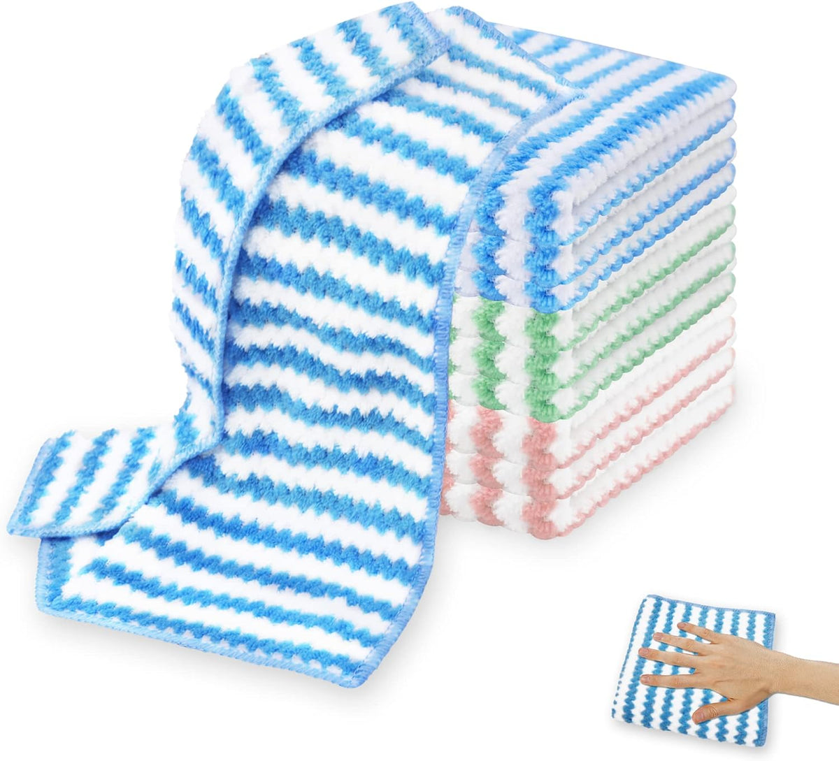 Paquete 10 paños microfibra absorbente 12x12pulg para limpieza