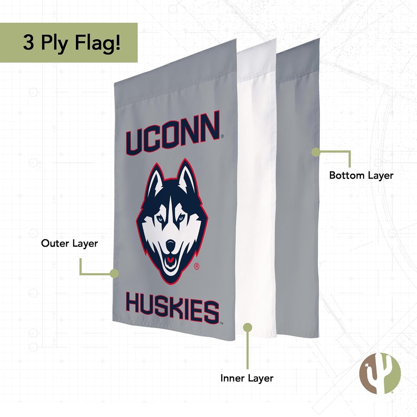 Bandera jardín UConn Huskies 19x12"