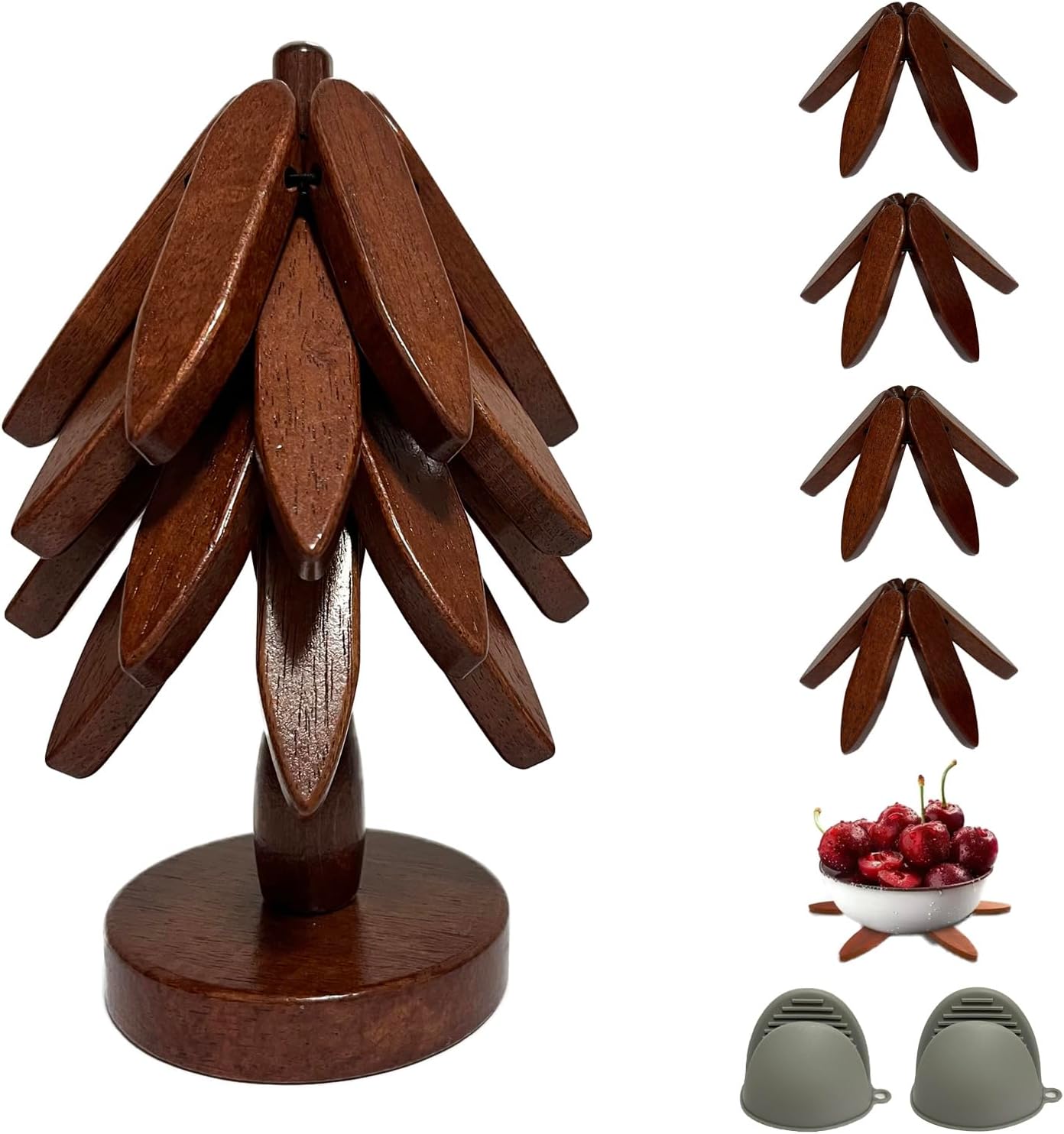 Salvamanteles madera posavasos plegables hoja resistente calor