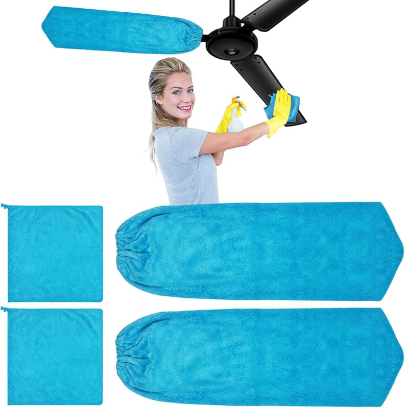 Set 4 Plumeros Ventilador Techo Microfibra Lavable Reutilizable