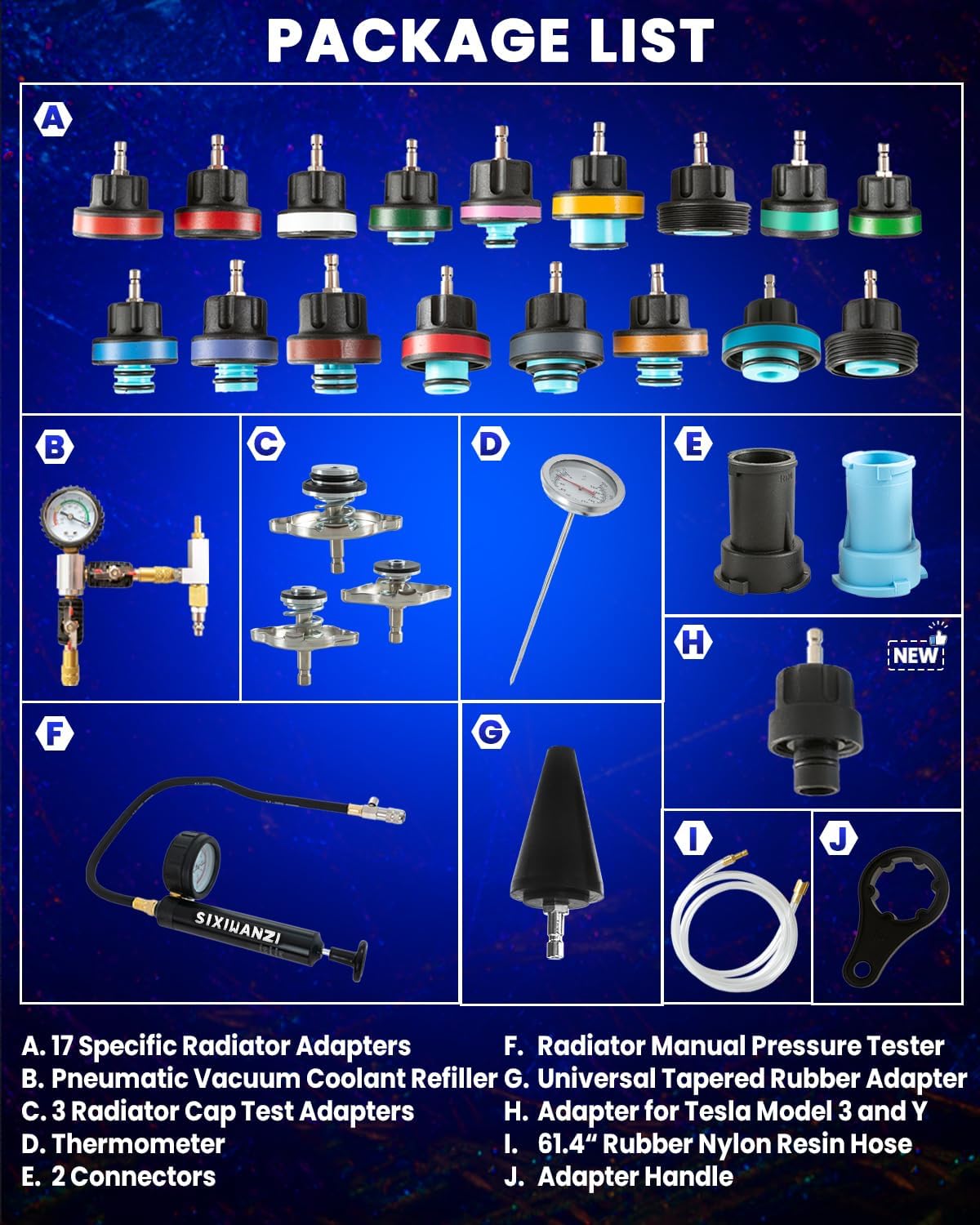 Kit prueba presión refrigerante 31 pzas 24 adaptadores