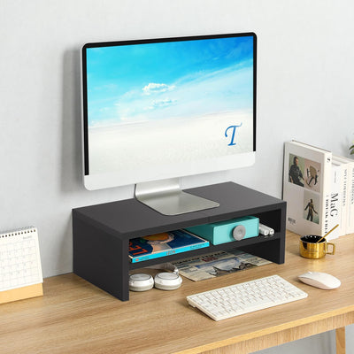 Soporte elevador monitor madera 20pulg doble almacenamiento